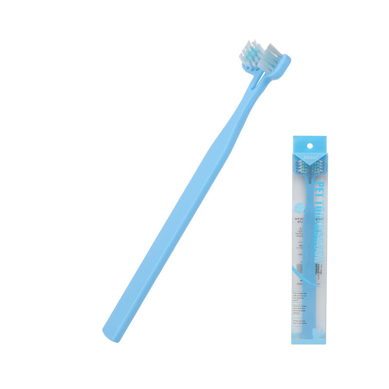 Double Headed Dog Toothbrush with Long Handle cleaning teeth