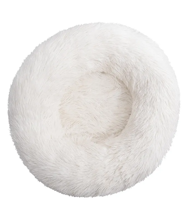 Calming Round Dog Bed for Anxiety durable plush fabric pet sleeping bed