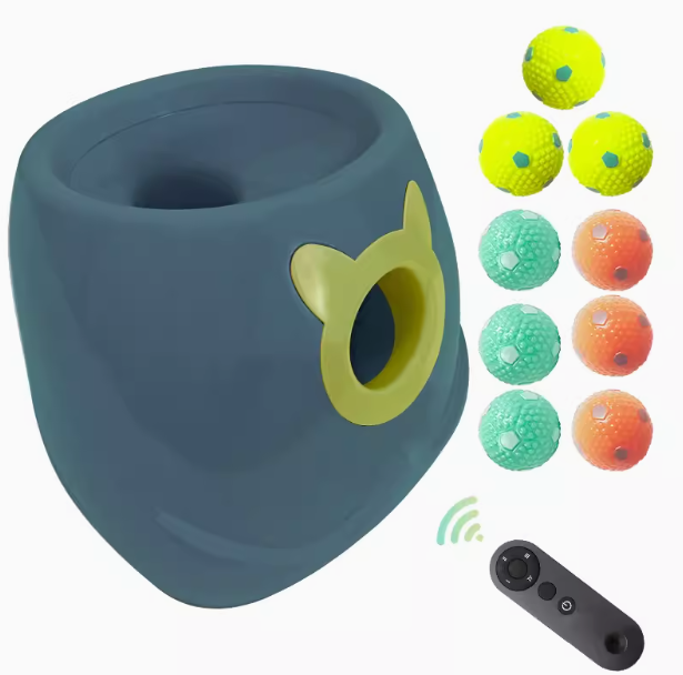Dog Tennis Ball Launcher Set playing with energetic dog