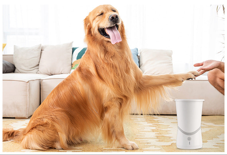 Electric Dog Paw Cleaner removing dirt from pet paws