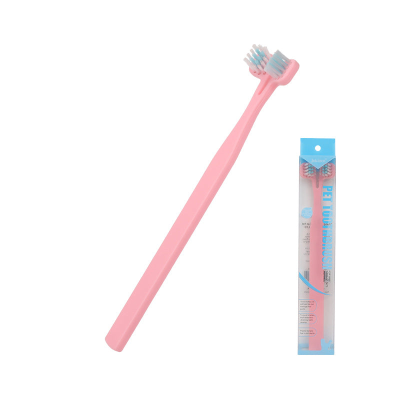 Double Headed Dog Toothbrush with Long Handle brushing dog teeth