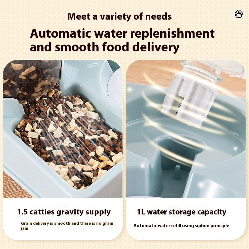 Automatic Pet Feeder and Water Dispenser gravity food and water setup