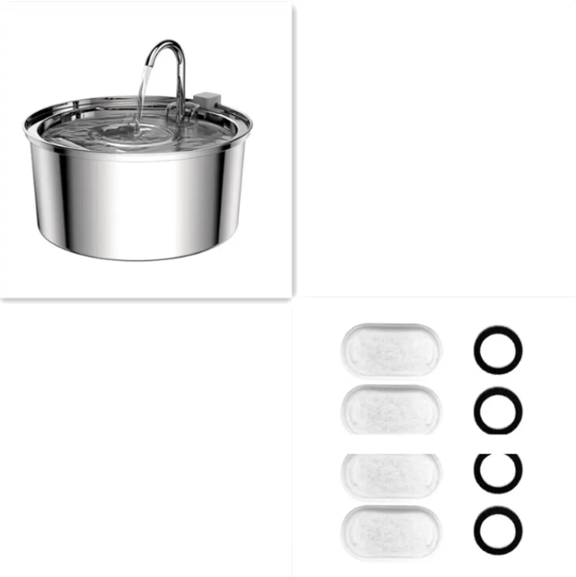 Stainless Steel Automatic Pet Water Dispenser providing fresh water